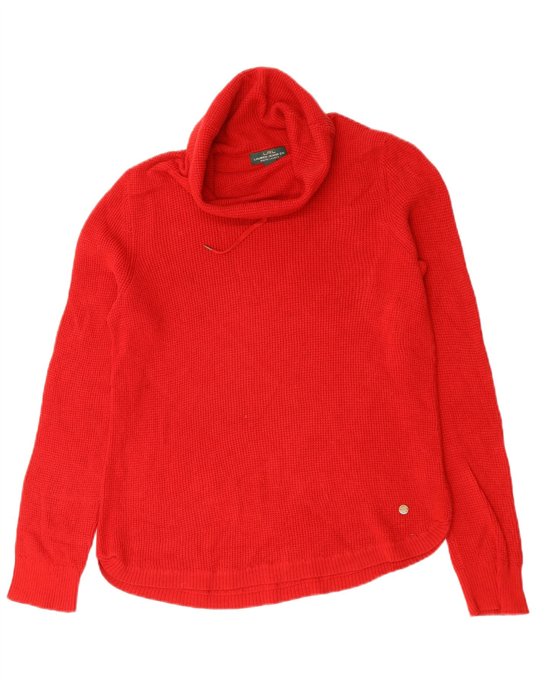Ralph Lauren Dame Rullehals Sweater UK 14 Medium Rød Bomuld