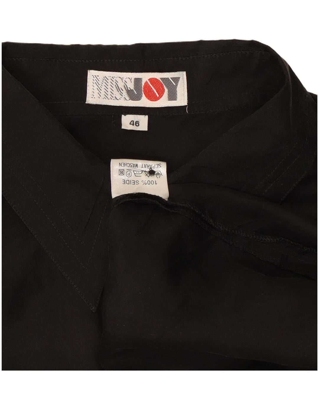 Miss Joy Dame Kortærmet Oversized Skjorte IT 46 Stor Sort Silke