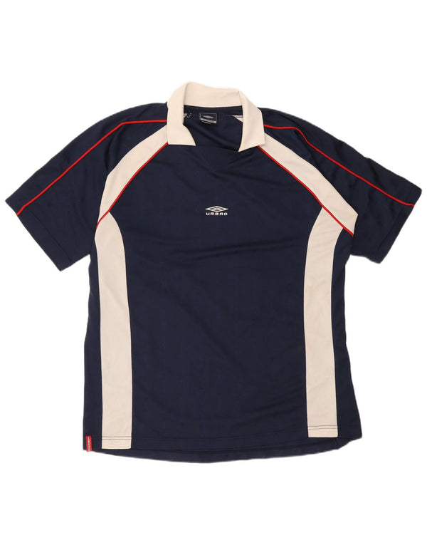 Umbro Herre Polo Shirt XL Navy Blue Colourblock Polyester
