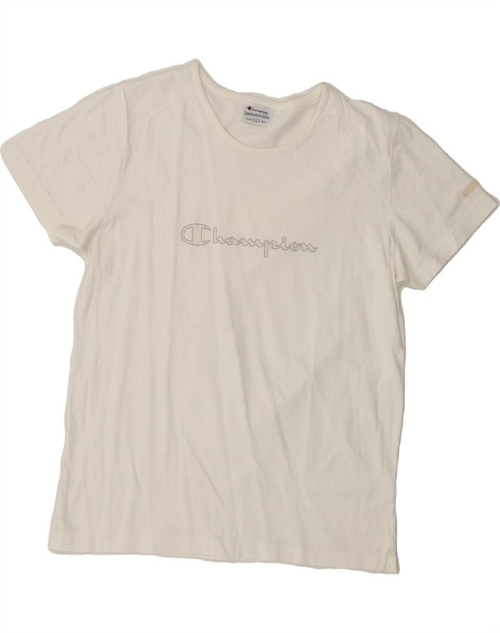 CHAMPION Womens Graphic T-Shirt Top UK 14 Large White Vintage Champion and Second-Hand Champion from Messina Hembry 