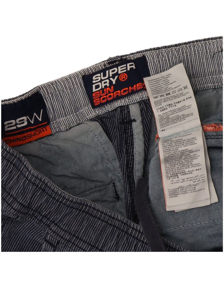 SUPERDRY Chino-shorts til mænd W30 Medium marineblå nålestribet bomuld