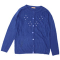 Vintage Dame Cardigan Sweater UK 16 Large Blue Geometric