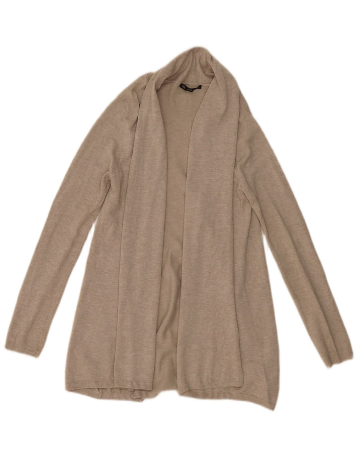 Zara Womens Open Cardigan Sweater UK 10 Small Beige Viscose