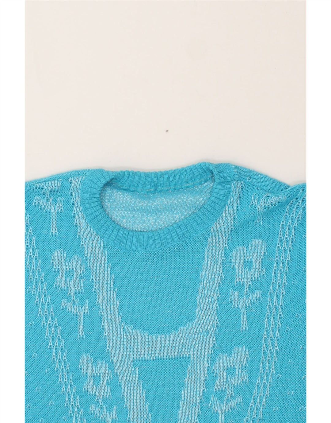 VINTAGE Womens Short Sleeve Crew Neck Jumper Sweater UK 14 Medium Blue Vintage Vintage and Second-Hand Vintage from Messina Hembry 