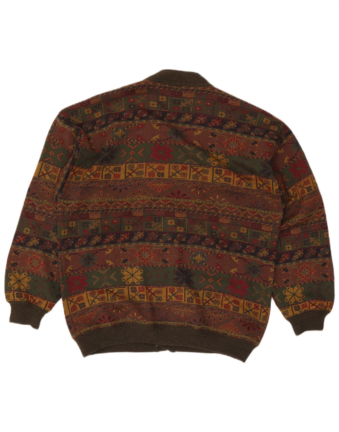 Bluster Herre Cardigan Sweater Large Khaki Fair Isle Wool