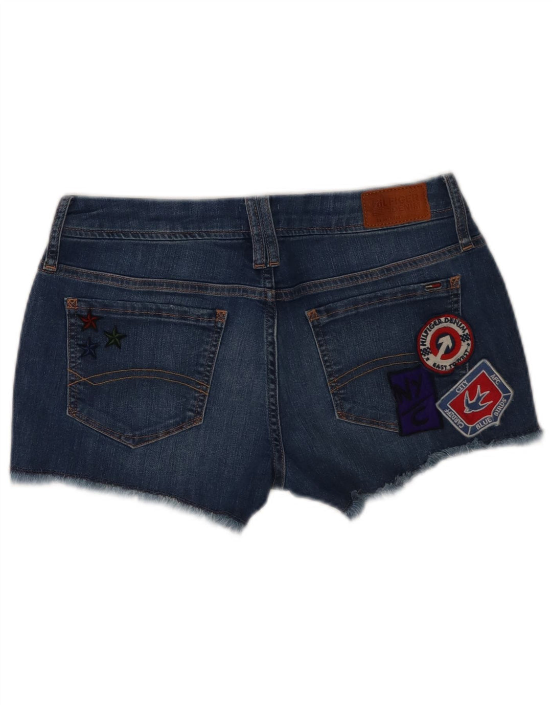 Tommy Hilfiger Grafiske denimshorts til kvinder W29 Mellemblå bomuld