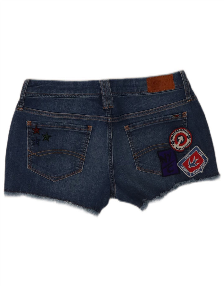 Tommy Hilfiger Grafiske denimshorts til kvinder W29 Mellemblå bomuld