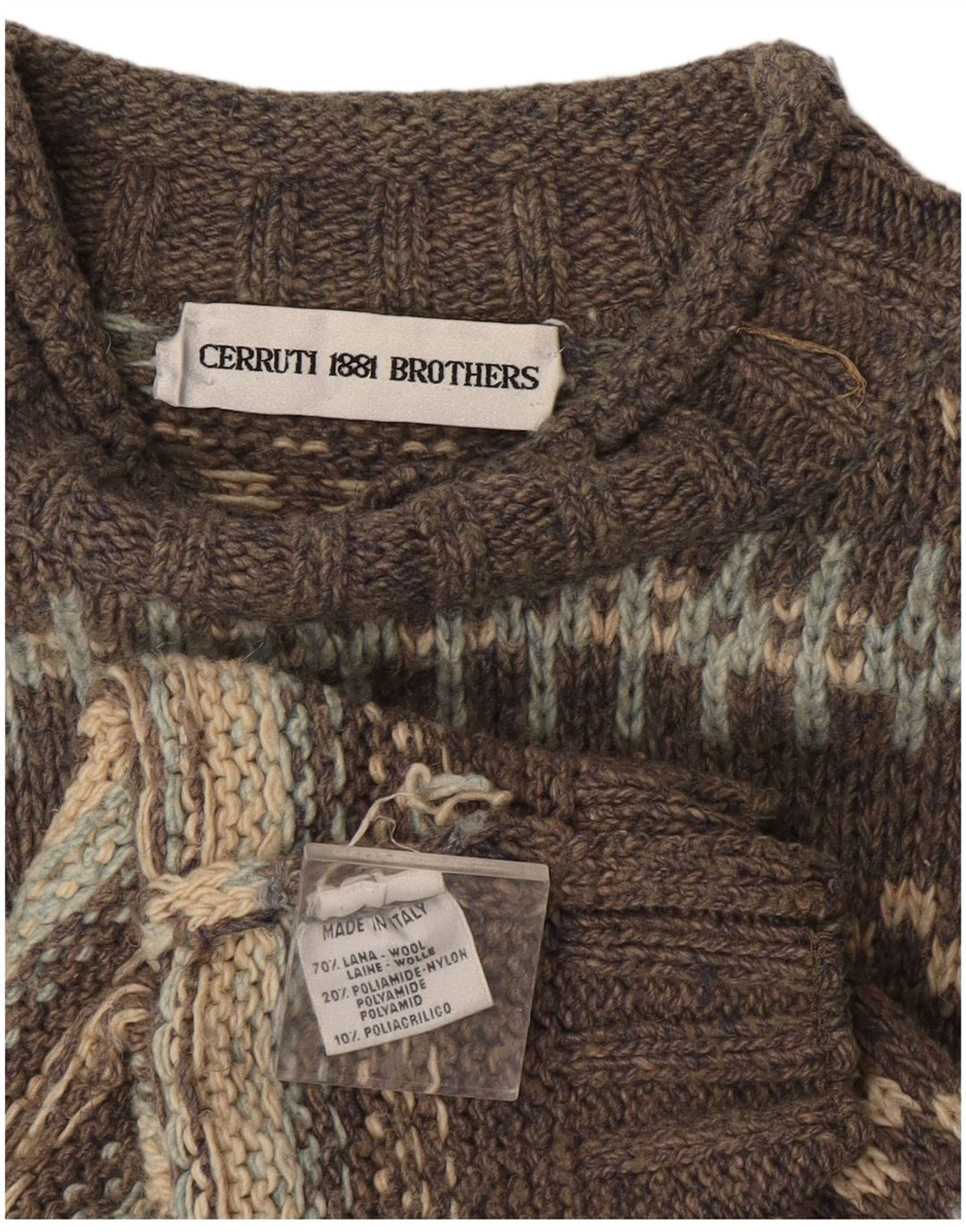 Vintage Herre Turtle Neck Jumper Sweater Large Grey Fair Isle Wool