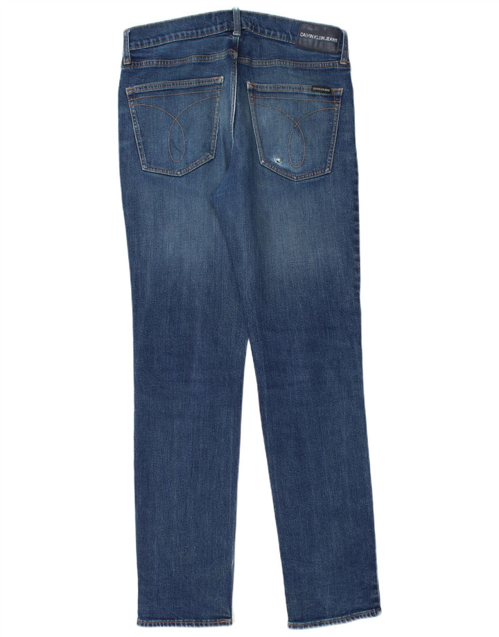 Calvin Klein Herre Slim Jeans W32 L34 Blå Bomuld