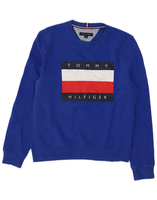 Tommy Hilfiger drenge grafisk sweatshirt trøje 13-14 år lille blå bomuld
