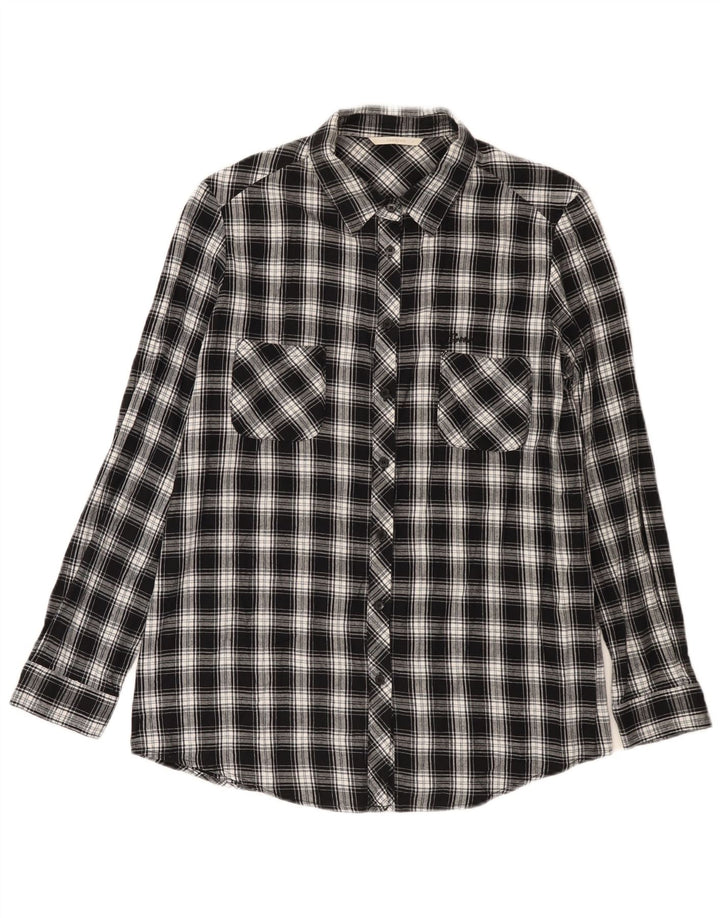 Carrera Dame Flanell Shirt UK 14 Medium Sort Plaid Bomuld