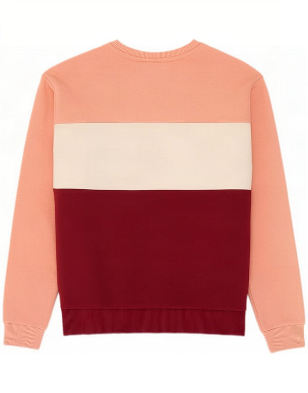Fila Dame Grafisk Sweatshirt Jumper UK 6 XS Pink Colourblock Cotton