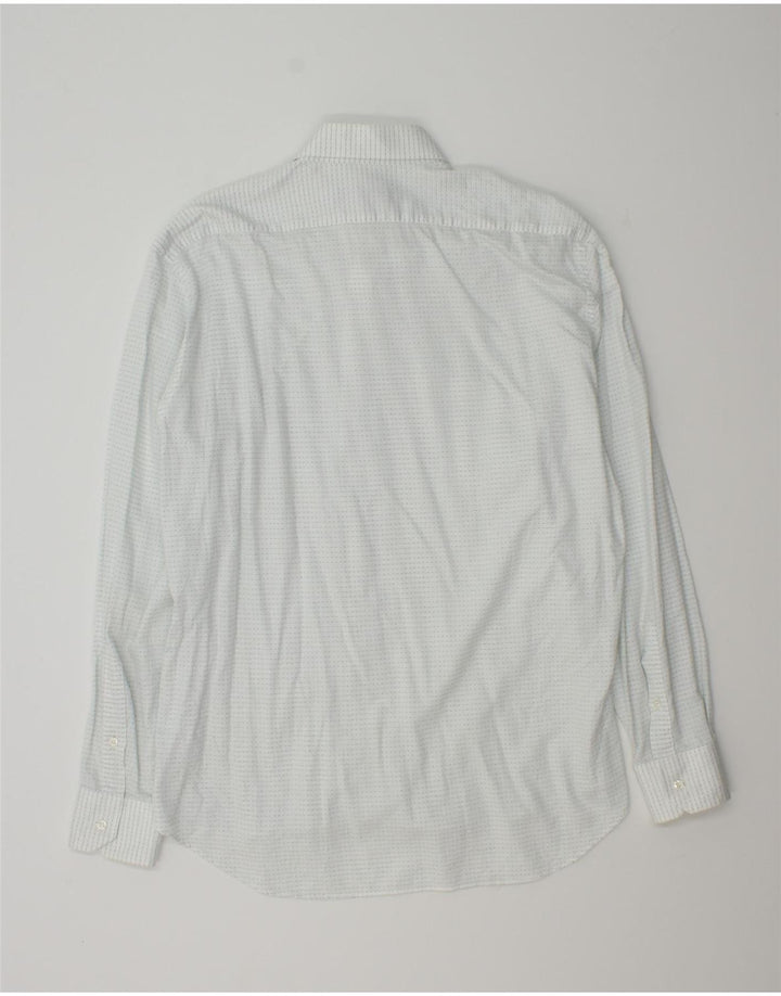 TRUSSARDI Mens Shirt Size 42 16 1/2 Large White Spotted Cotton Vintage Trussardi and Second-Hand Trussardi from Messina Hembry 