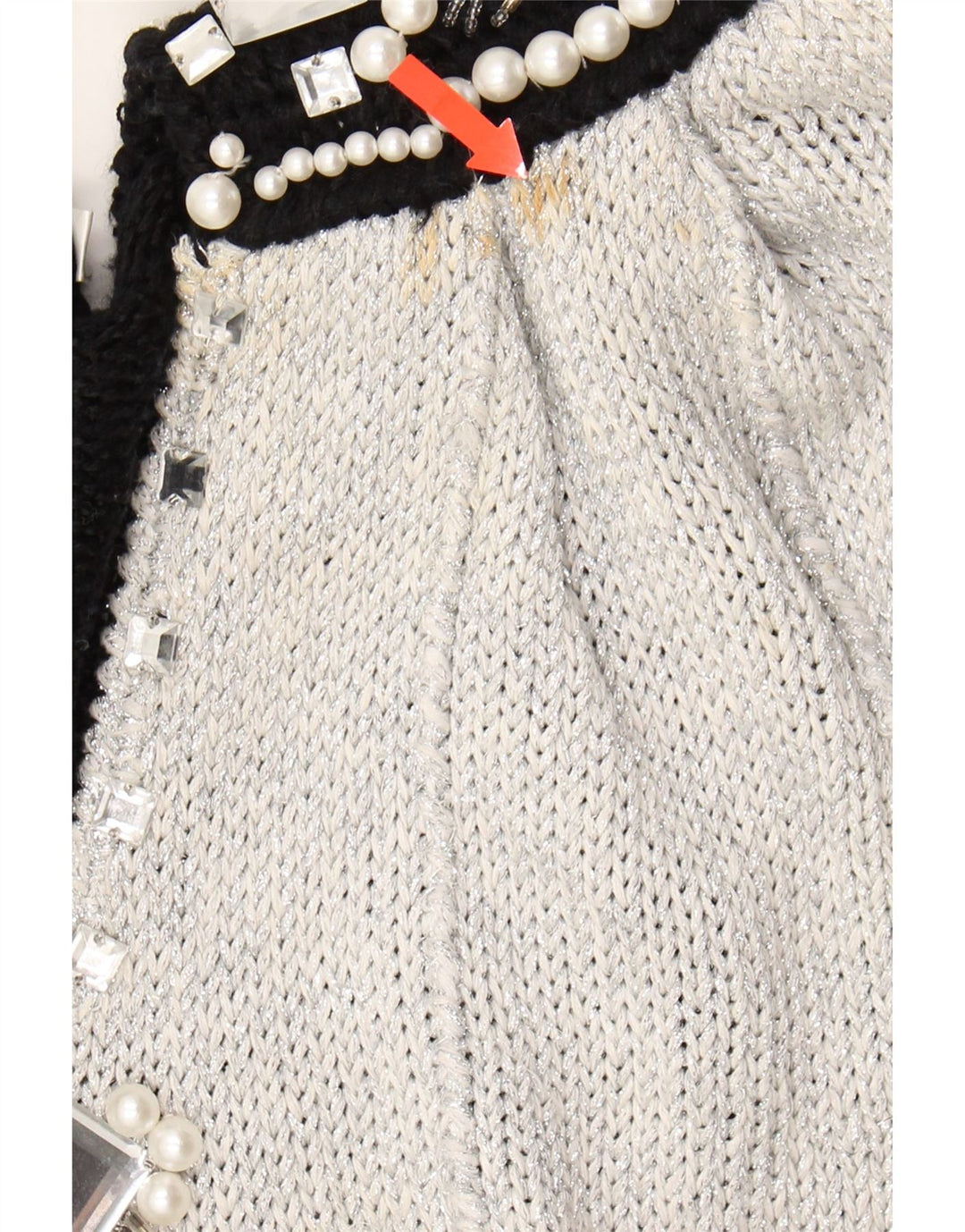 MADELEINE Womens V-Neck Jumper Sweater EU 36/38 Small Black Colourblock Vintage Madeleine and Second-Hand Madeleine from Messina Hembry 