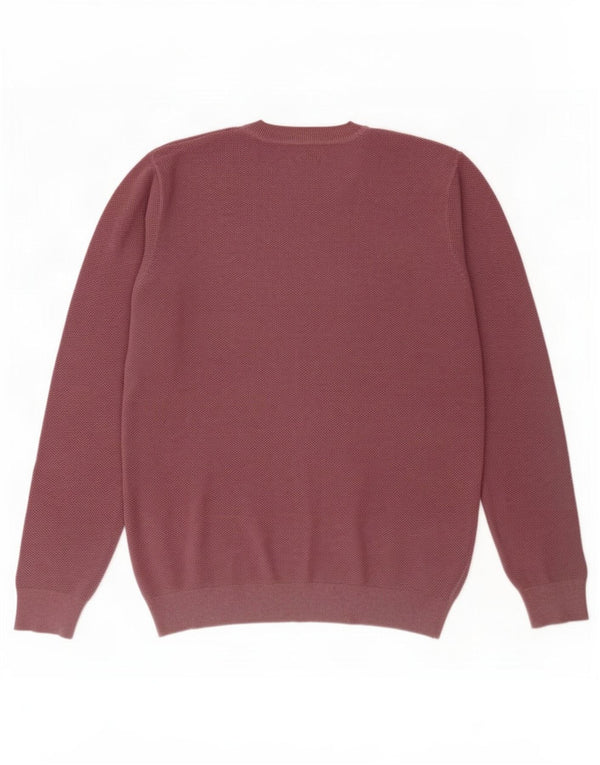John Lewis Mens Crew Neck Jumper Sweater Large Burgundy Cotton