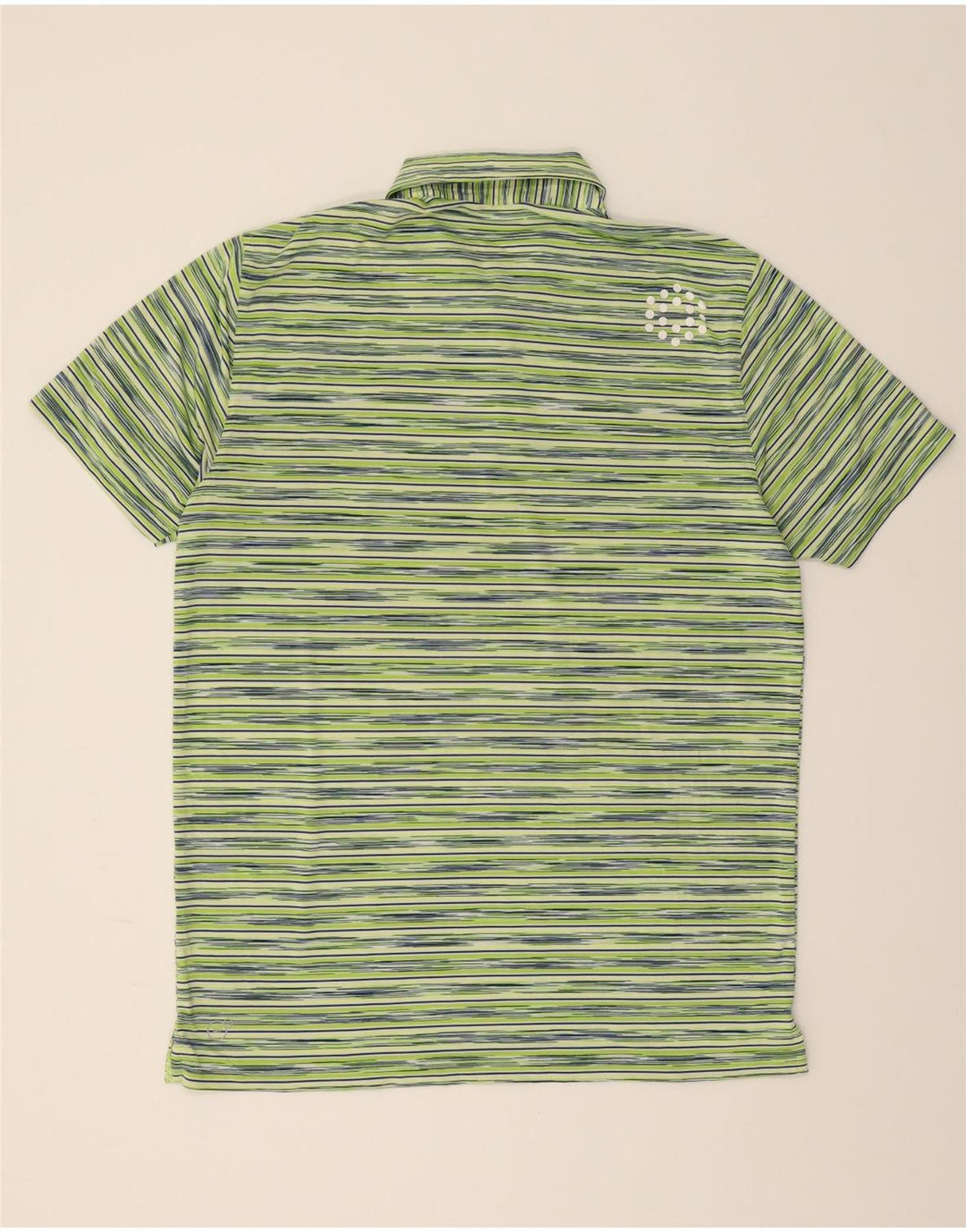 PUMA Mens Polo Shirt Large Green Striped Vintage Puma and Second-Hand Puma from Messina Hembry 
