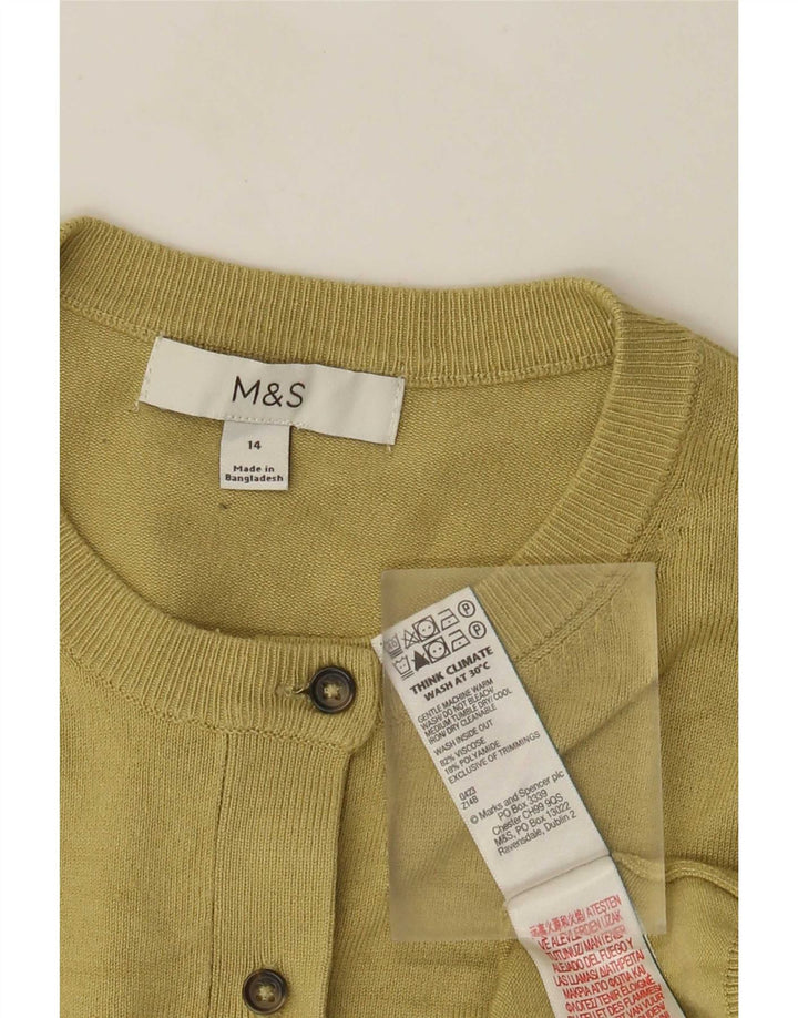 Marks & Spencer Dame Cardigan Sweater UK 14 Medium Green Viscose