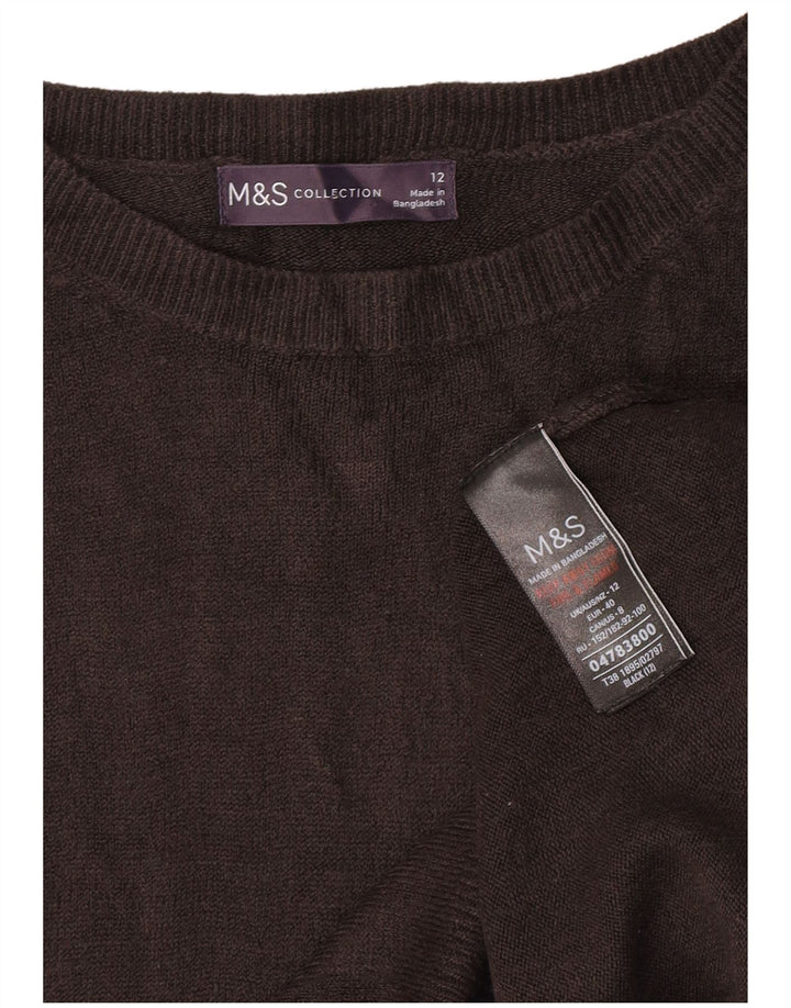 Marks & Spencer Dame Boat Neck Jumper Sweater UK 12 Medium Sort Akryl