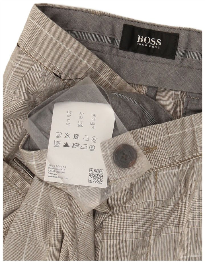 Hugo Boss Herre Slim Fit Chino Bukser IT 52 XL W36 L33 Grå Houndstooth