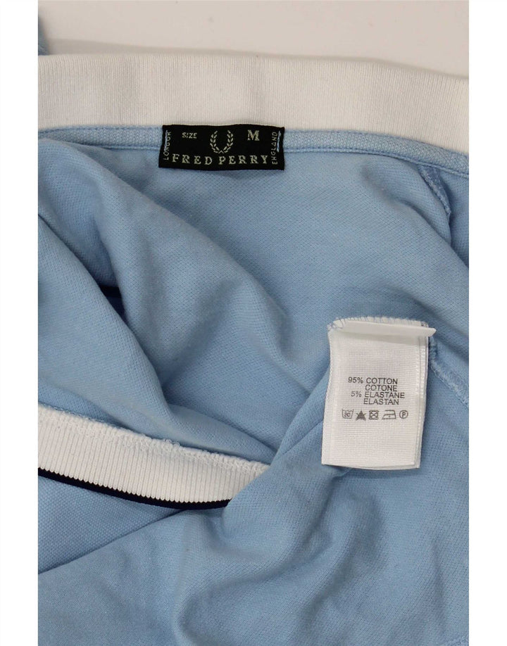 Fred Perry Dame Polo Shirt Medium Blue Cotton Sports