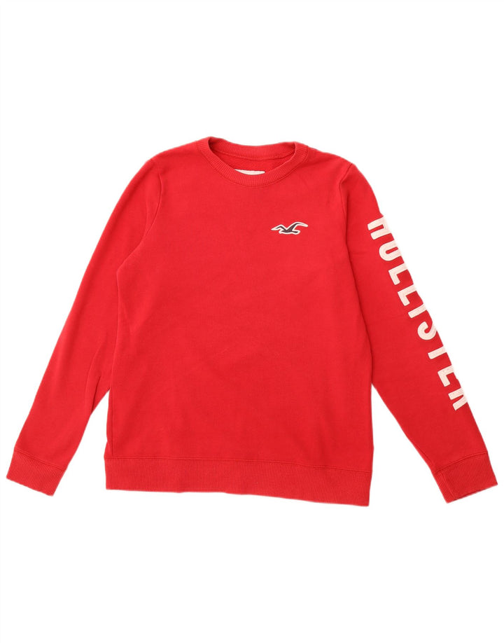 HOLLISTER Womens Graphic Sweatshirt Jumper UK 14 Medium Red Cotton
