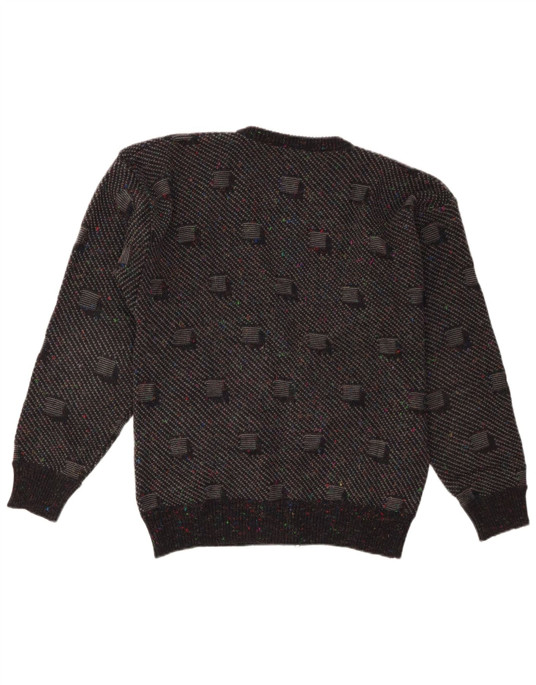 Vintage herre cardigan sweater medium sort geometrisk