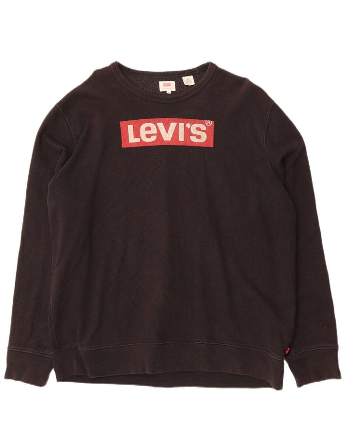 LEVI'S Mens Graphic Sweatshirt Jumper XL Black Cotton