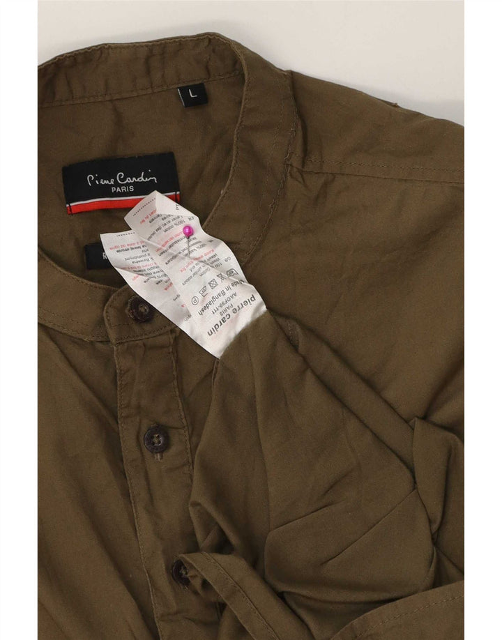 Pierre Cardin Herre Regular Fit Pullover Shirt Stor Khaki Bomuld