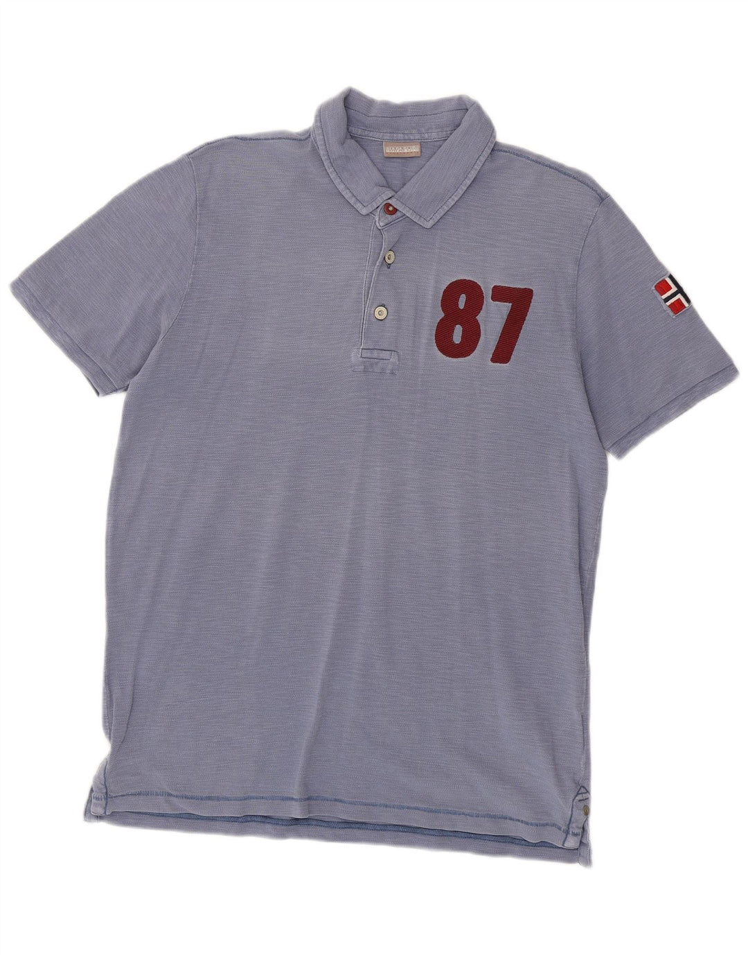 Napapijri Herre Geographic Graphic Polo Shirt Stor Blå Bomuld