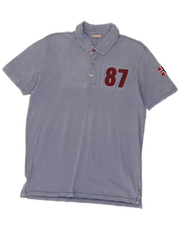 Napapijri Herre Geographic Graphic Polo Shirt Stor Blå Bomuld