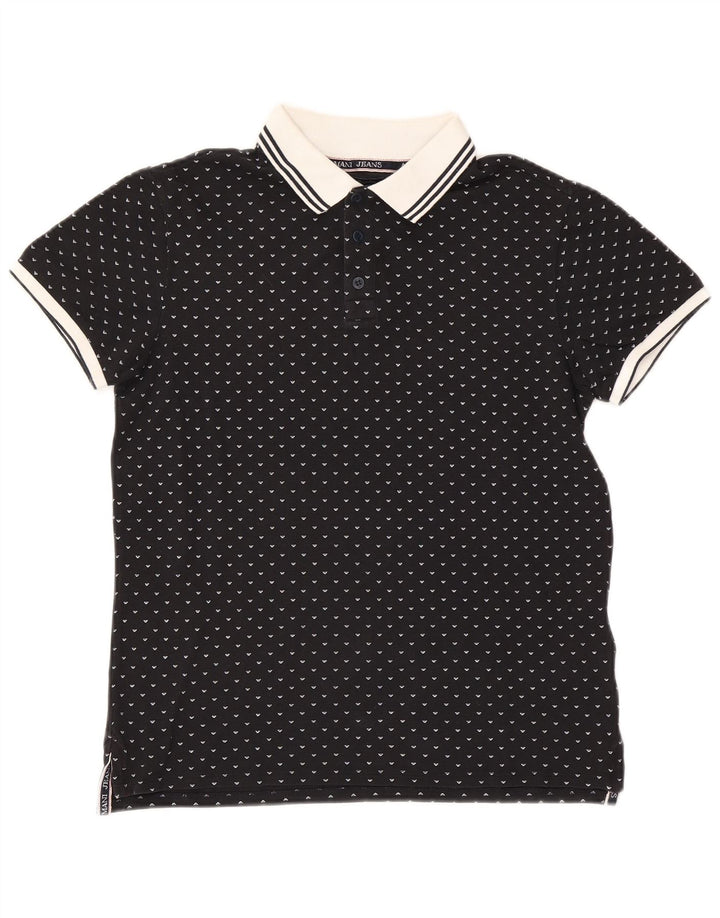 Armani Herre Regular Polo Shirt Lille sort plettet bomuld