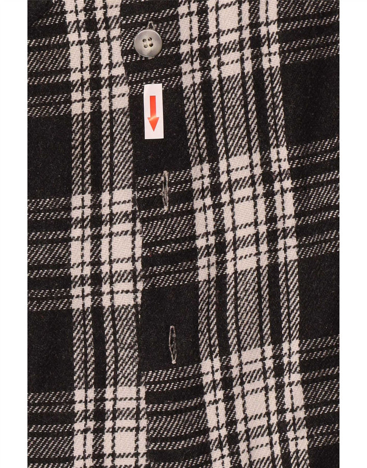 Vintage Herre Overshirt Flannel Shirt Medium Sort Plaid Polyester