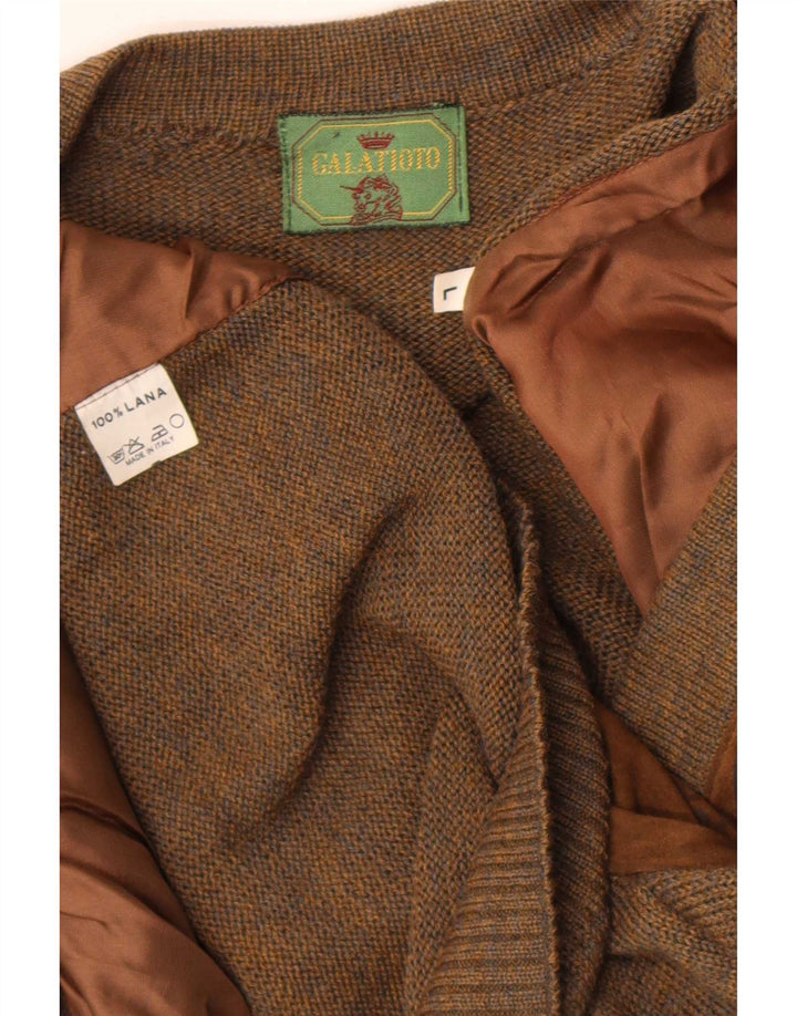 Vintage herre ruskind cardigan sweater Stor brun geometrisk uld