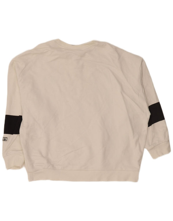 ADIDAS Dame Oversized Sweatshirt Jumper UK 12 Medium White Colourblock