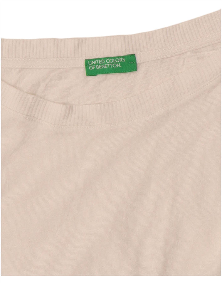 BENETTON Dame Boat Neck Jumper Sweater UK 14 Medium White