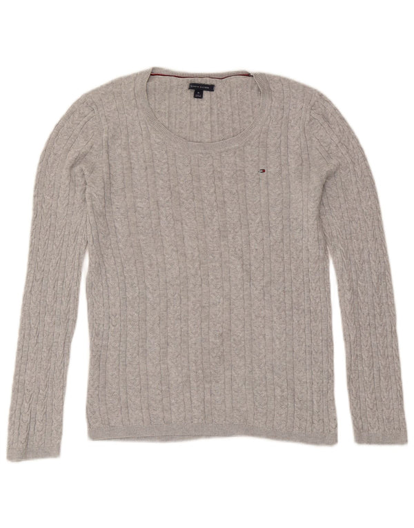 Tommy Hilfiger Dame Boat Neck Jumper Sweater UK 12 Medium Grey Flecked