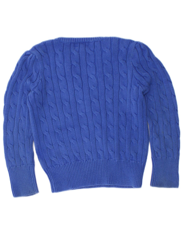 Ralph Lauren piger flæse for V-hals sweater sweater 3-4 år blå bomuld