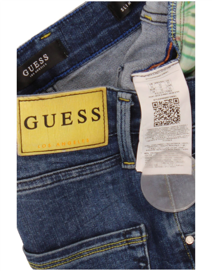 Guess Herre Distressed Slim Jeans W32 L33 Blue Viscose