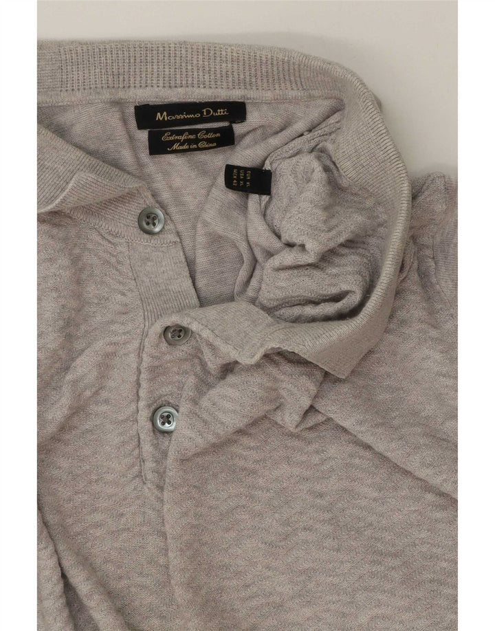 Massimo Dutti Herre Polo Neck Jumper Sweater XL Grå Bomuld