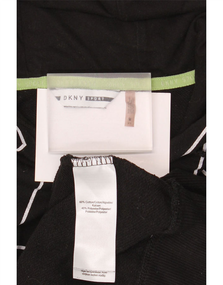 Dkny Dame Oversized Graphic Longline Hoodie Jumper UK 14 Medium Black