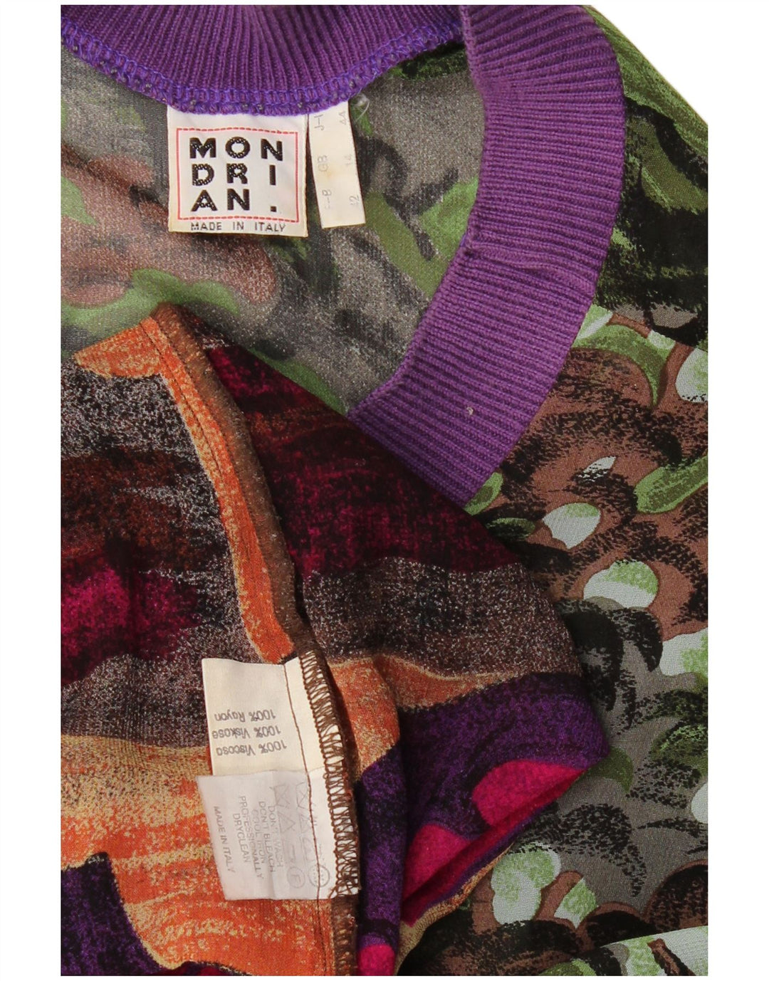 VINTAGE kvinders abstrakt mønster bluse Top UK 14 Large Multicolor