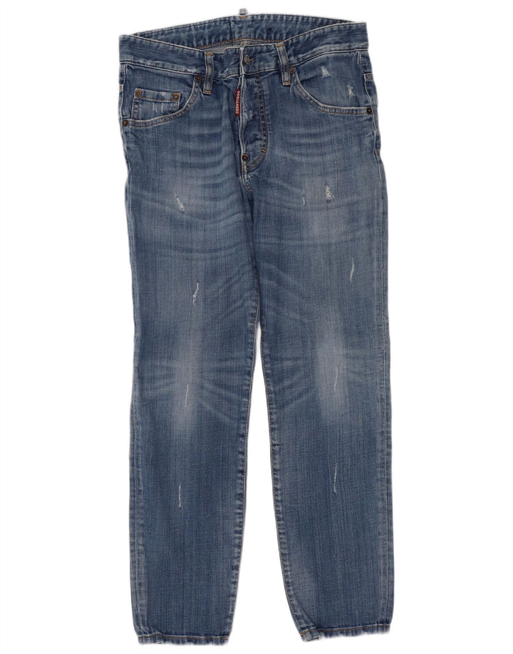 Dsquared2 Kvinder Distressed Crop Slim Jeans IT 48 XL W32 L27 Blå Bomuld