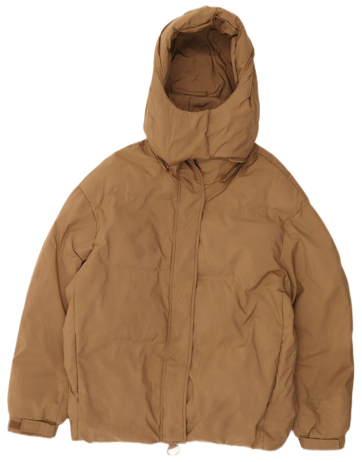 Zara Dame Oversized Polstret Jakke UK 10 Small Beige Polyester