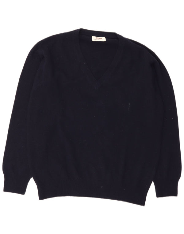 Sisley Herre V-hals sweater Medium Navy Blue Virgin Wool