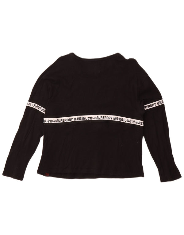 Superdry Dame Grafisk Top Langærmet UK 10 Small Black Bomuld