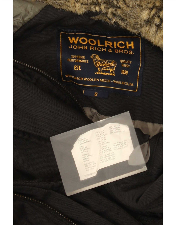 Woolrich Dame Hætte Polstret Frakke UK 10 Small Black Nylon