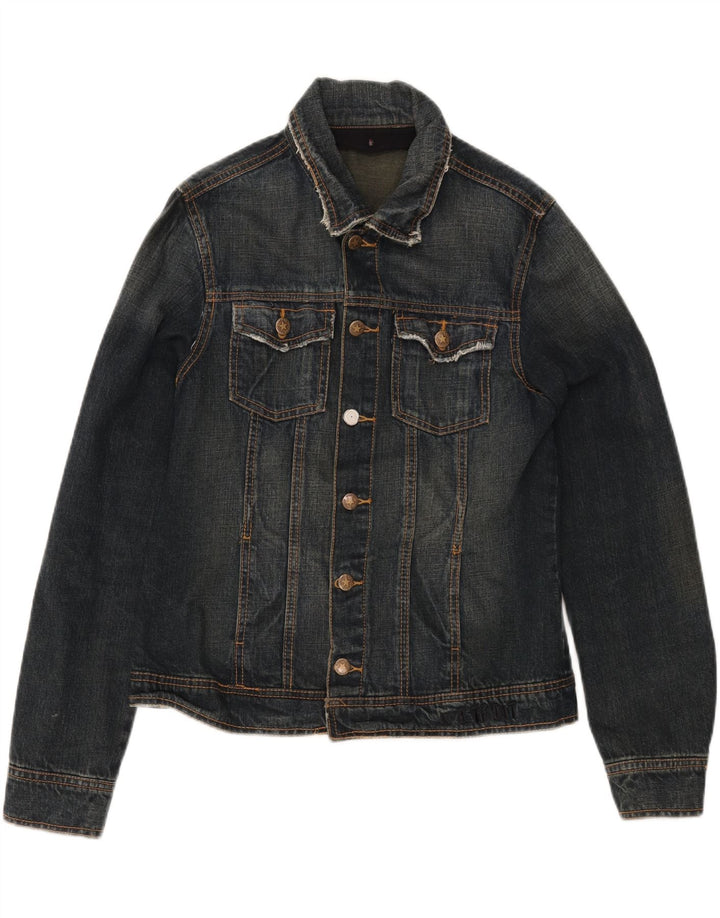 COLOURS OF THE WORLD Womens Denim Jacket IT 42 Medium Navy Blue Vintage Colours Of The World and Second-Hand Colours Of The World from Messina Hembry 