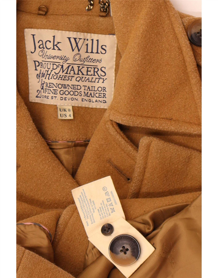 Jack Wills Womens Pea Coat UK 8 Small Brown Wool