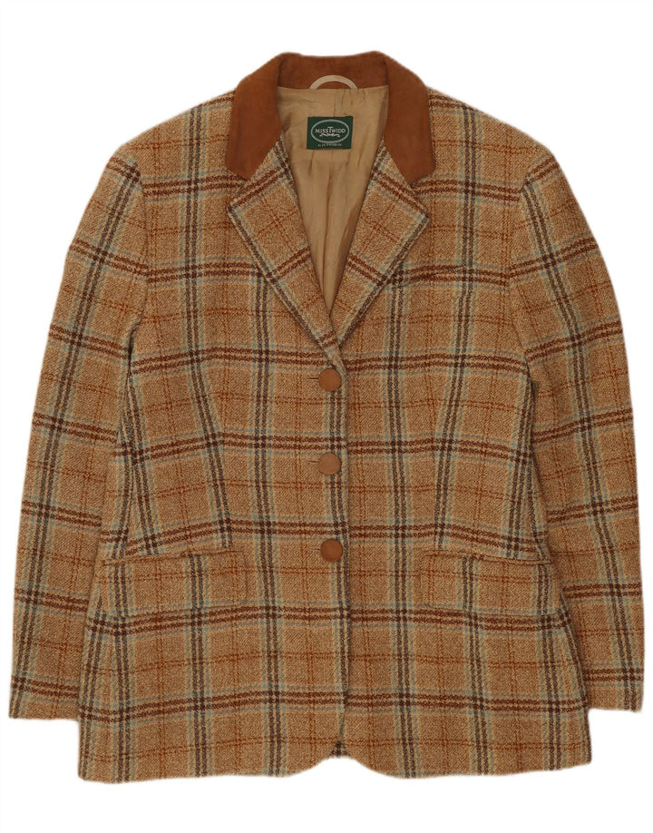 Misstwidd Dame 3 Button Blazer Jacket IT 44 Medium Beige Check
