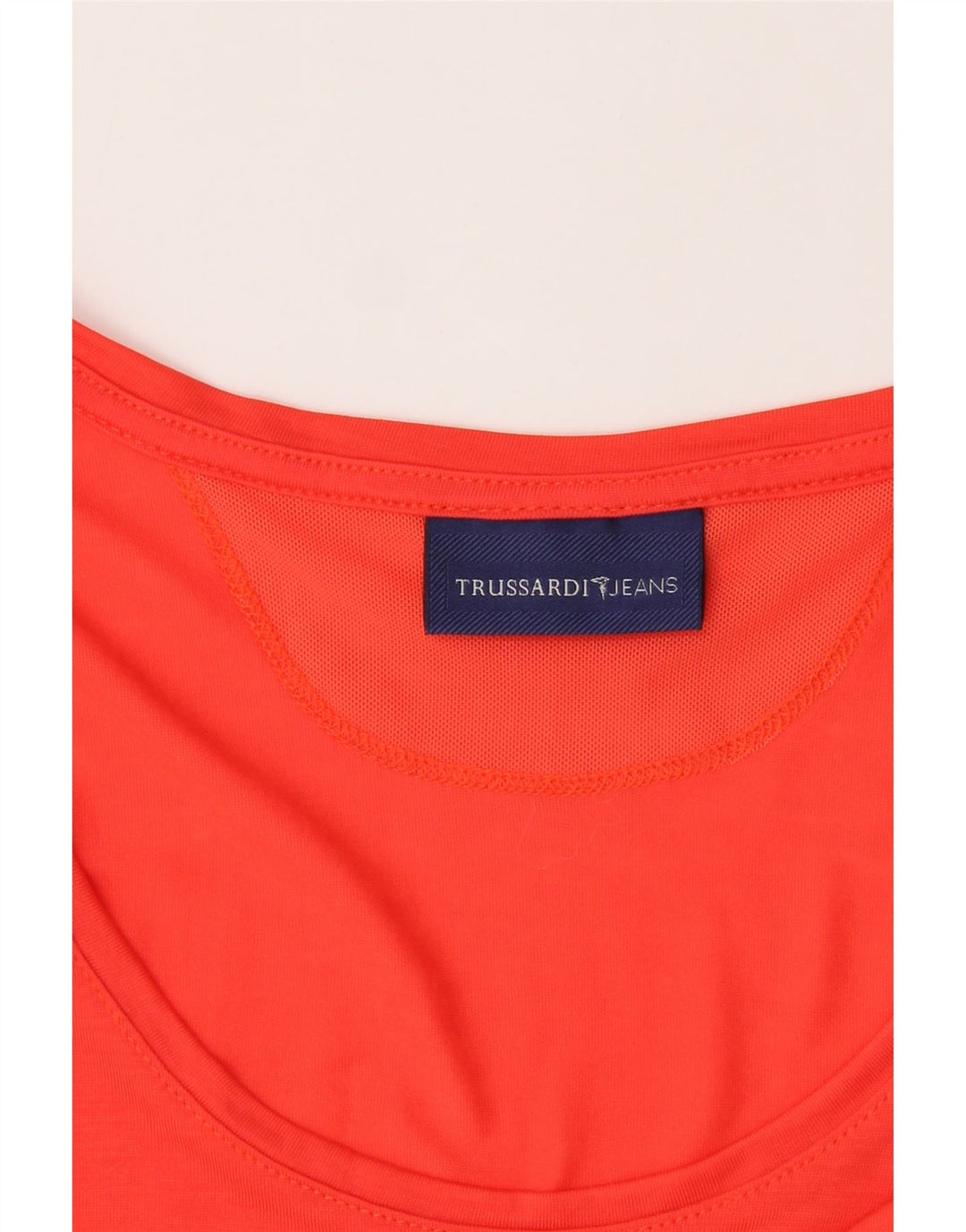 TRUSSARDI Womens Pullover Crop Graphic T-Shirt Top UK 10 Small Red Lyocell Vintage Trussardi and Second-Hand Trussardi from Messina Hembry 